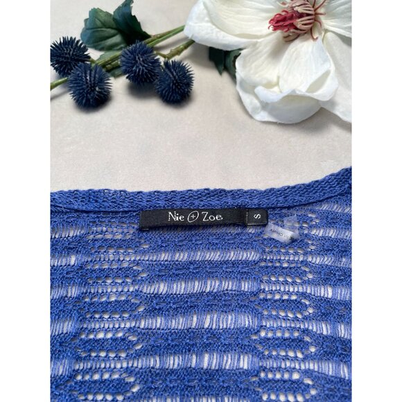 Anthropologie Nie & Zoe Sheer Linen Cardigan Sweater S Cottagecore Y2K Dainty - Picture 4 of 6